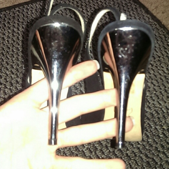 BCBG Max Azria Sparkle PeepToe Shiny Sling Heels - Picture 5 of 8